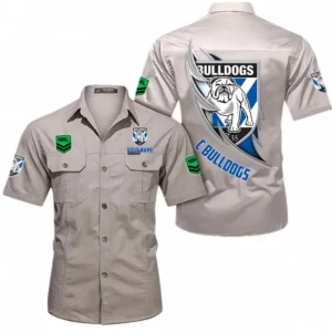 Canterbury-Bankstown Bulldogs Fans Gift Short Sleeved Shirt, All Over Print Short Sleeved Shirt For Sport Fan, Custom Name NRL173071625004-Gray