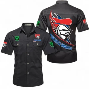 Newcastle Knights Fans Gift Short Sleeved Shirt, All Over Print Short Sleeved Shirt For Sport Fan, Custom Name NRL173071625005-Black
