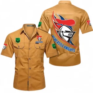 Newcastle Knights Fans Gift Short Sleeved Shirt, All Over Print Short Sleeved Shirt For Sport Fan, Custom Name NRL173071625005-Turmeric