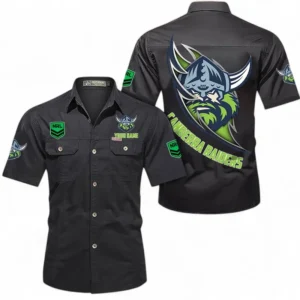 Canberra Raiders Fans Gift Short Sleeved Shirt, All Over Print Short Sleeved Shirt For Sport Fan, Custom Name NRL173071625006-Black