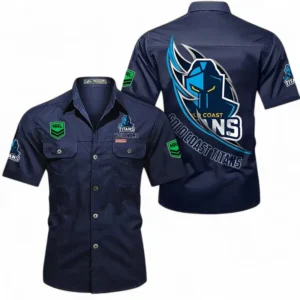 Gold Coast Titans Fans Gift Short Sleeved Shirt, All Over Print Short Sleeved Shirt For Sport Fan, Custom Name NRL173071625007-Dark Blue