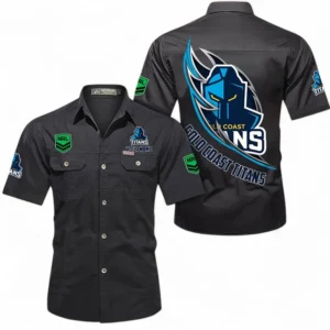 Gold Coast Titans Fans Gift Short Sleeved Shirt, All Over Print Short Sleeved Shirt For Sport Fan, Custom Name NRL173071625007-Black