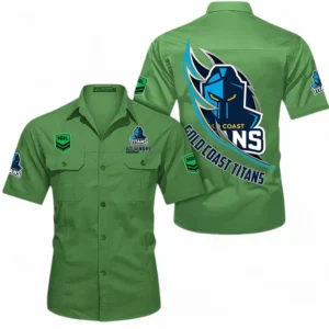 Gold Coast Titans Fans Gift Short Sleeved Shirt, All Over Print Short Sleeved Shirt For Sport Fan, Custom Name NRL173071625007-Fruit Green