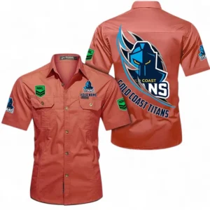 Gold Coast Titans Fans Gift Short Sleeved Shirt, All Over Print Short Sleeved Shirt For Sport Fan, Custom Name NRL173071625007-Red