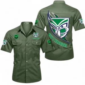 New Zealand Warriors Fans Gift Short Sleeved Shirt, All Over Print Short Sleeved Shirt For Sport Fan, Custom Name NRL173071625008-Army Green