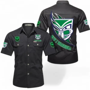New Zealand Warriors Fans Gift Short Sleeved Shirt, All Over Print Short Sleeved Shirt For Sport Fan, Custom Name NRL173071625008-Black