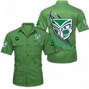 New Zealand Warriors Fans Gift Short Sleeved Shirt, All Over Print Short Sleeved Shirt For Sport Fan, Custom Name NRL173071625008-Fruit Green