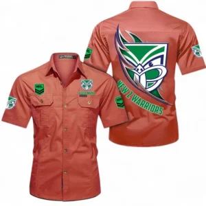 New Zealand Warriors Fans Gift Short Sleeved Shirt, All Over Print Short Sleeved Shirt For Sport Fan, Custom Name NRL173071625008-Red