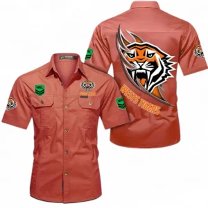 Wests Tigers Fans Gift Short Sleeved Shirt, All Over Print Short Sleeved Shirt For Sport Fan, Custom Name NRL173071625009-Red