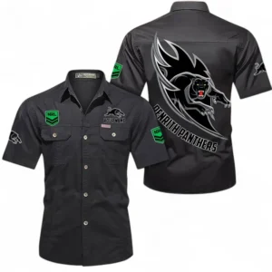 Penrith Panthers Fans Gift Short Sleeved Shirt, All Over Print Short Sleeved Shirt For Sport Fan, Custom Name NRL173071625010-Black