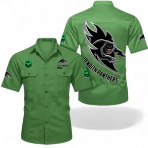 Penrith Panthers Fans Gift Short Sleeved Shirt, All Over Print Short Sleeved Shirt For Sport Fan, Custom Name NRL173071625010-Fruit Green