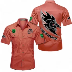 Penrith Panthers Fans Gift Short Sleeved Shirt, All Over Print Short Sleeved Shirt For Sport Fan, Custom Name NRL173071625010-Red