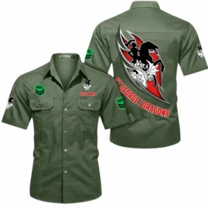 St George Illawarra Dragons Fans Gift Short Sleeved Shirt, All Over Print Short Sleeved Shirt For Sport Fan, Custom Name NRL173071625011-Army Green