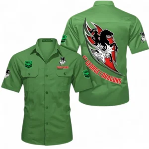 St George Illawarra Dragons Fans Gift Short Sleeved Shirt, All Over Print Short Sleeved Shirt For Sport Fan, Custom Name NRL173071625011-Fruit Green