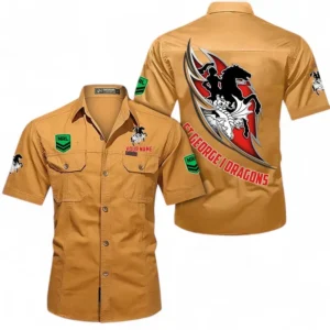 St George Illawarra Dragons Fans Gift Short Sleeved Shirt, All Over Print Short Sleeved Shirt For Sport Fan, Custom Name NRL173071625011-Turmeric
