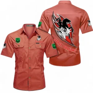 St George Illawarra Dragons Fans Gift Short Sleeved Shirt, All Over Print Short Sleeved Shirt For Sport Fan, Custom Name NRL173071625011-Red