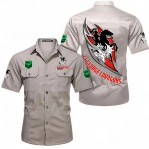St George Illawarra Dragons Fans Gift Short Sleeved Shirt, All Over Print Short Sleeved Shirt For Sport Fan, Custom Name NRL173071625011-Gray