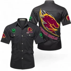 Brisbane Broncos Fans Gift Short Sleeved Shirt, All Over Print Short Sleeved Shirt For Sport Fan, Custom Name NRL173071625012-Black