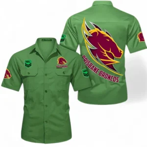 Brisbane Broncos Fans Gift Short Sleeved Shirt, All Over Print Short Sleeved Shirt For Sport Fan, Custom Name NRL173071625012-Fruit Green