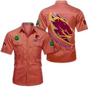 Brisbane Broncos Fans Gift Short Sleeved Shirt, All Over Print Short Sleeved Shirt For Sport Fan, Custom Name NRL173071625012-Red