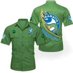 Parramatta Eels Fans Gift Short Sleeved Shirt, All Over Print Short Sleeved Shirt For Sport Fan, Custom Name NRL173071625013-Fruit Green