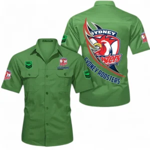 Sydney Roosters Fans Gift Short Sleeved Shirt, All Over Print Short Sleeved Shirt For Sport Fan, Custom Name NRL173071625014-Fruit Green