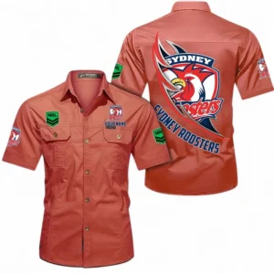 Sydney Roosters Fans Gift Short Sleeved Shirt, All Over Print Short Sleeved Shirt For Sport Fan, Custom Name NRL173071625014-Red