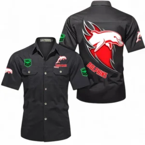 Redcliffe Dolphins Fans Gift Short Sleeved Shirt, All Over Print Short Sleeved Shirt For Sport Fan, Custom Name NRL173071625015-Black