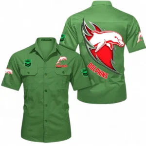 Redcliffe Dolphins Fans Gift Short Sleeved Shirt, All Over Print Short Sleeved Shirt For Sport Fan, Custom Name NRL173071625015-Fruit Green