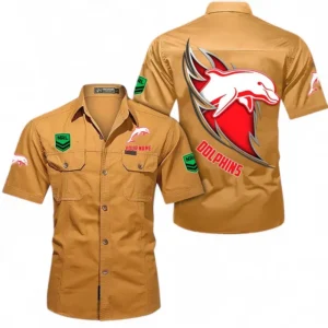 Redcliffe Dolphins Fans Gift Short Sleeved Shirt, All Over Print Short Sleeved Shirt For Sport Fan, Custom Name NRL173071625015-Turmeric
