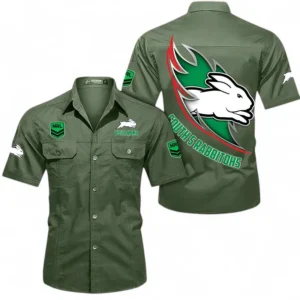 South Sydney Rabbitohs Fans Gift Short Sleeved Shirt, All Over Print Short Sleeved Shirt For Sport Fan, Custom Name NRL173071625016-Army Green