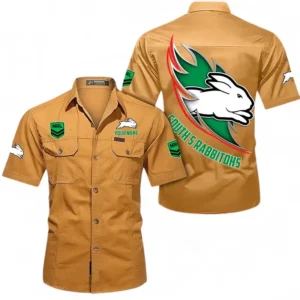 South Sydney Rabbitohs Fans Gift Short Sleeved Shirt, All Over Print Short Sleeved Shirt For Sport Fan, Custom Name NRL173071625016-Turmeric