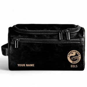 Parramatta Eels  Fans Gift Leather Toiletry Bag, All Over Print Leather Toiletry Bag For Sport Fan, Custom Name NRL177071525668-Black