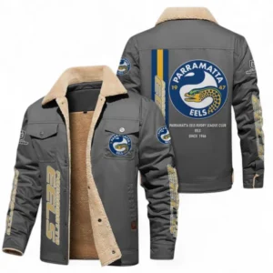 Parramatta Eels Jacket Fur Collar Fleece, All Over Print Jacket Fur Collar Fleece For Sport Fan NRL178072225669-Gray