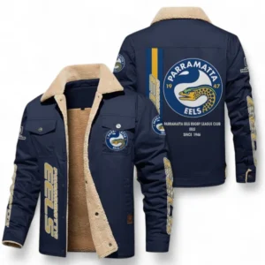 Parramatta Eels Jacket Fur Collar Fleece, All Over Print Jacket Fur Collar Fleece For Sport Fan NRL178072225669-Deep Blue
