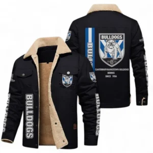 Canterbury-Bankstown Bulldogs Jacket Fur Collar Fleece, All Over Print Jacket Fur Collar Fleece For Sport Fan NRL178072225673-Black