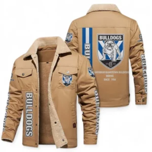 Canterbury-Bankstown Bulldogs Jacket Fur Collar Fleece, All Over Print Jacket Fur Collar Fleece For Sport Fan NRL178072225673-Khaki