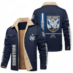 Canterbury-Bankstown Bulldogs Jacket Fur Collar Fleece, All Over Print Jacket Fur Collar Fleece For Sport Fan NRL178072225673-Deep Blue