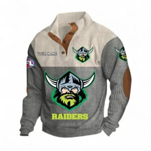 Canberra Raiders Fans Gift Men's Stand Up Collar Base Shirt, All Over Print Men's Stand Up Collar Base Shirt For Sport Fan, Custom Name NRL180080125113-Gray