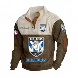 Canterbury Bankstown Bulldogs Fans Gift Men's Stand Up Collar Base Shirt, All Over Print Men's Stand Up Collar Base Shirt For Sport Fan, Custom Name NRL180080125116-Brown