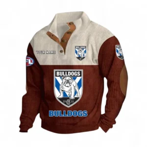 Canterbury Bankstown Bulldogs Fans Gift Men's Stand Up Collar Base Shirt, All Over Print Men's Stand Up Collar Base Shirt For Sport Fan, Custom Name NRL180080125116-Dark Red