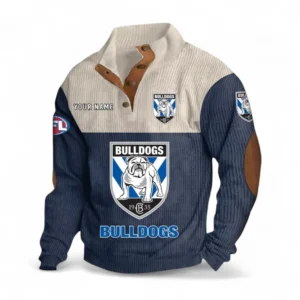 Canterbury Bankstown Bulldogs Fans Gift Men's Stand Up Collar Base Shirt, All Over Print Men's Stand Up Collar Base Shirt For Sport Fan, Custom Name NRL180080125116-Navy Blue