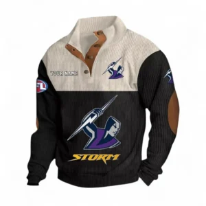 Melbourne Storm Fans Gift Men's Stand Up Collar Base Shirt, All Over Print Men's Stand Up Collar Base Shirt For Sport Fan, Custom Name NRL180080125121-Black