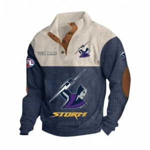 Melbourne Storm Fans Gift Men's Stand Up Collar Base Shirt, All Over Print Men's Stand Up Collar Base Shirt For Sport Fan, Custom Name NRL180080125121-Navy Blue
