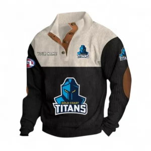 Gold Coast Titans Fans Gift Men's Stand Up Collar Base Shirt, All Over Print Men's Stand Up Collar Base Shirt For Sport Fan, Custom Name NRL180080125122-Black
