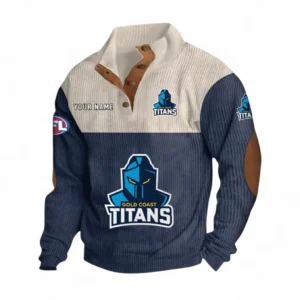 Gold Coast Titans Fans Gift Men's Stand Up Collar Base Shirt, All Over Print Men's Stand Up Collar Base Shirt For Sport Fan, Custom Name NRL180080125122-Navy Blue