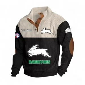 South Sydney Rabbitohs Fans Gift Men's Stand Up Collar Base Shirt, All Over Print Men's Stand Up Collar Base Shirt For Sport Fan, Custom Name NRL180080125123-Black