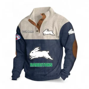 South Sydney Rabbitohs Fans Gift Men's Stand Up Collar Base Shirt, All Over Print Men's Stand Up Collar Base Shirt For Sport Fan, Custom Name NRL180080125123-Navy Blue