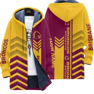 Brisbane Broncos Fans GiftFleece Windbreaker Jacket, All Over Print Fleece Windbreaker Jacket For Sport Fan, Custom Name NRL182080125345