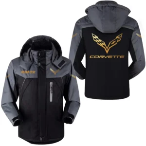 Car Corvette Fans Gift Outdoor Charging Suit, Hooded Fleece Long Jacket Exclusive Logo For Car Enthusiants, Custom Name HFLJ0112312031 - Black